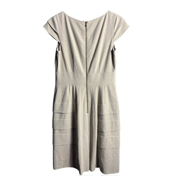 Tahari Arthur S. Levine Women's Cowl Neck Casual Tan Dress - Picture 3 of 7